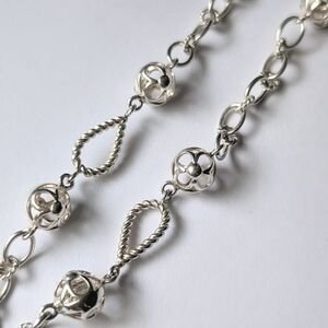 Sterling Silver Necklace Chain Flower Floral Ball Teardrop 925 LT Thailand 32"